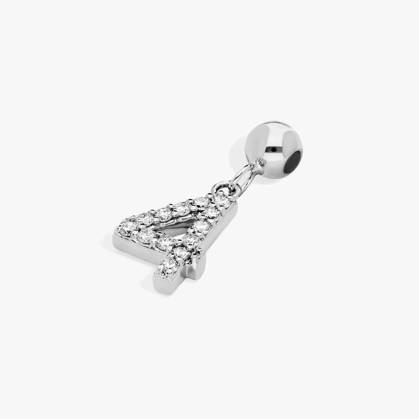 Number 4 Lab-Grown Diamond Charm In 14K White Gold By James Allen