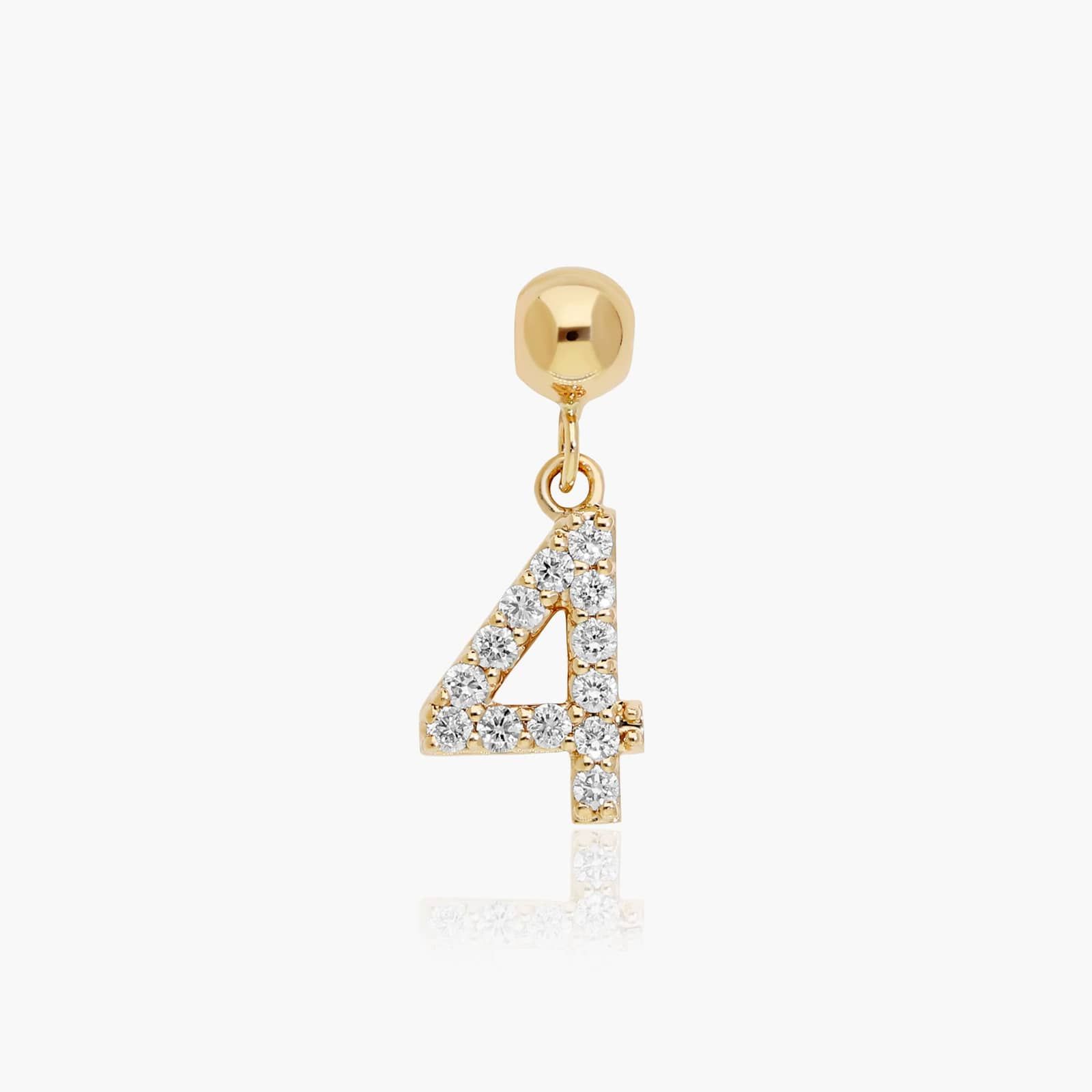 Number 4 Lab-Grown Diamond Charm In 14K Yellow Gold By James Allen