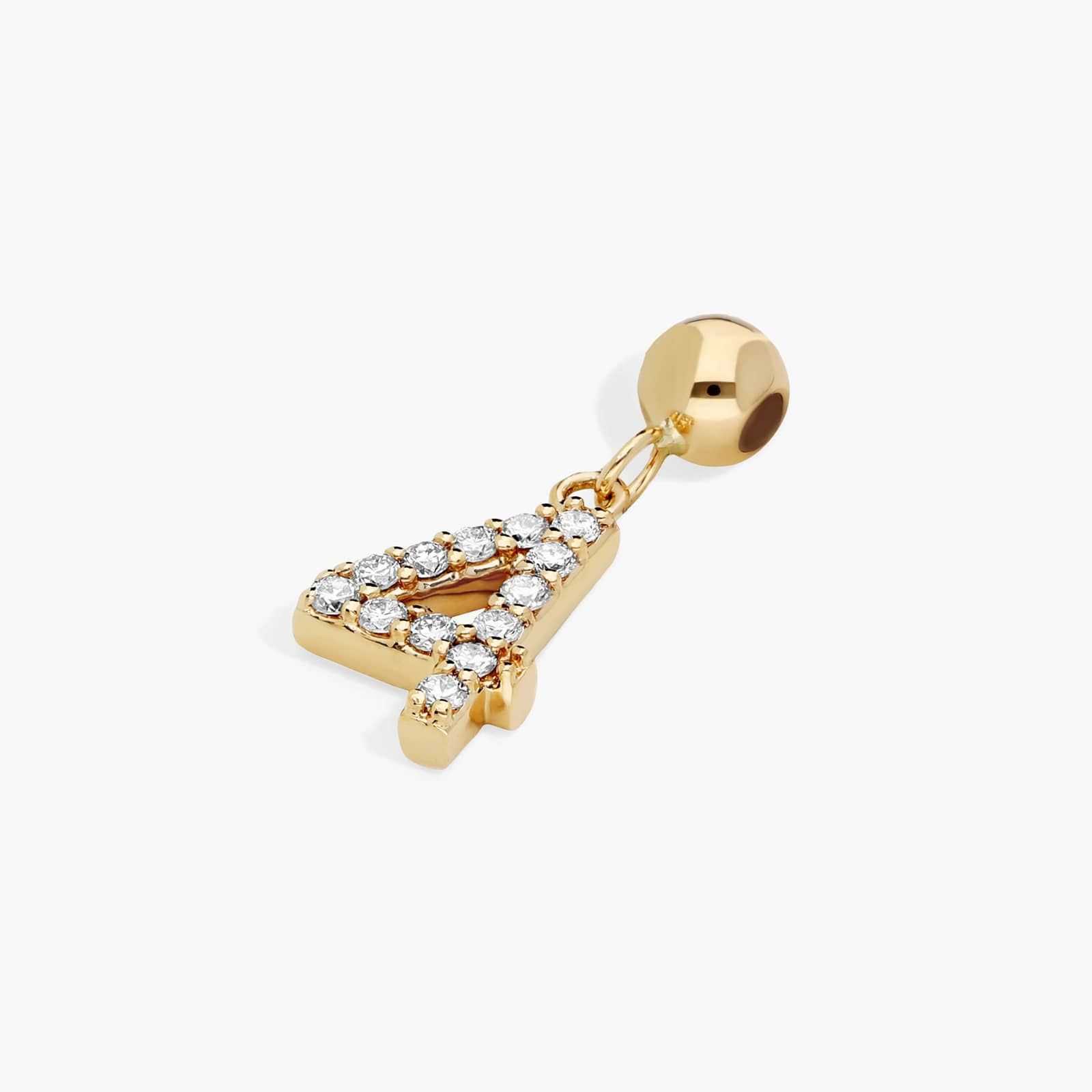Number 4 Lab-Grown Diamond Charm In 14K Yellow Gold By James Allen