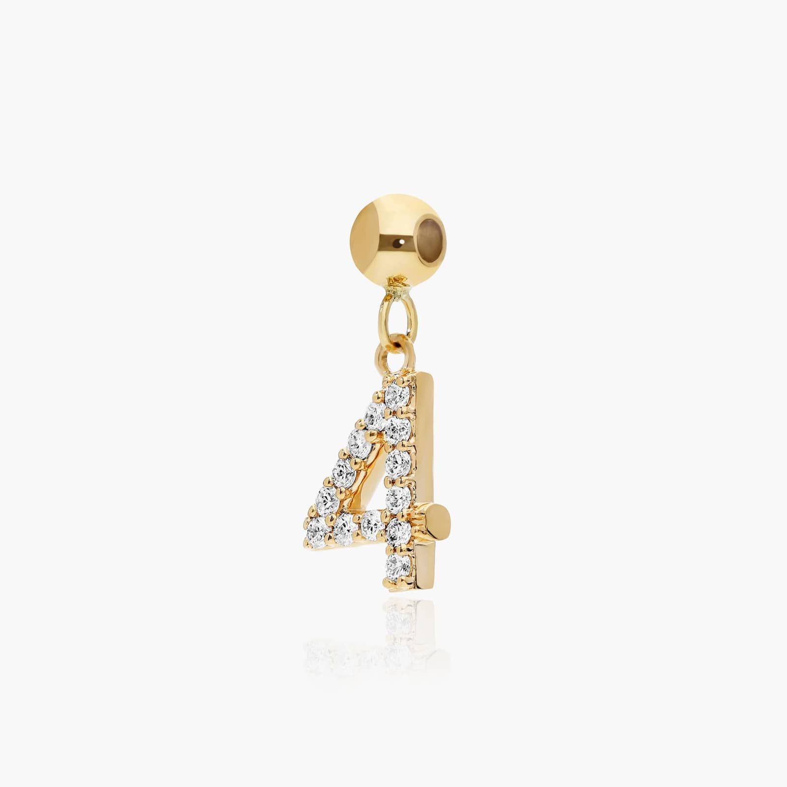 Number 4 Lab-Grown Diamond Charm In 14K Yellow Gold By James Allen