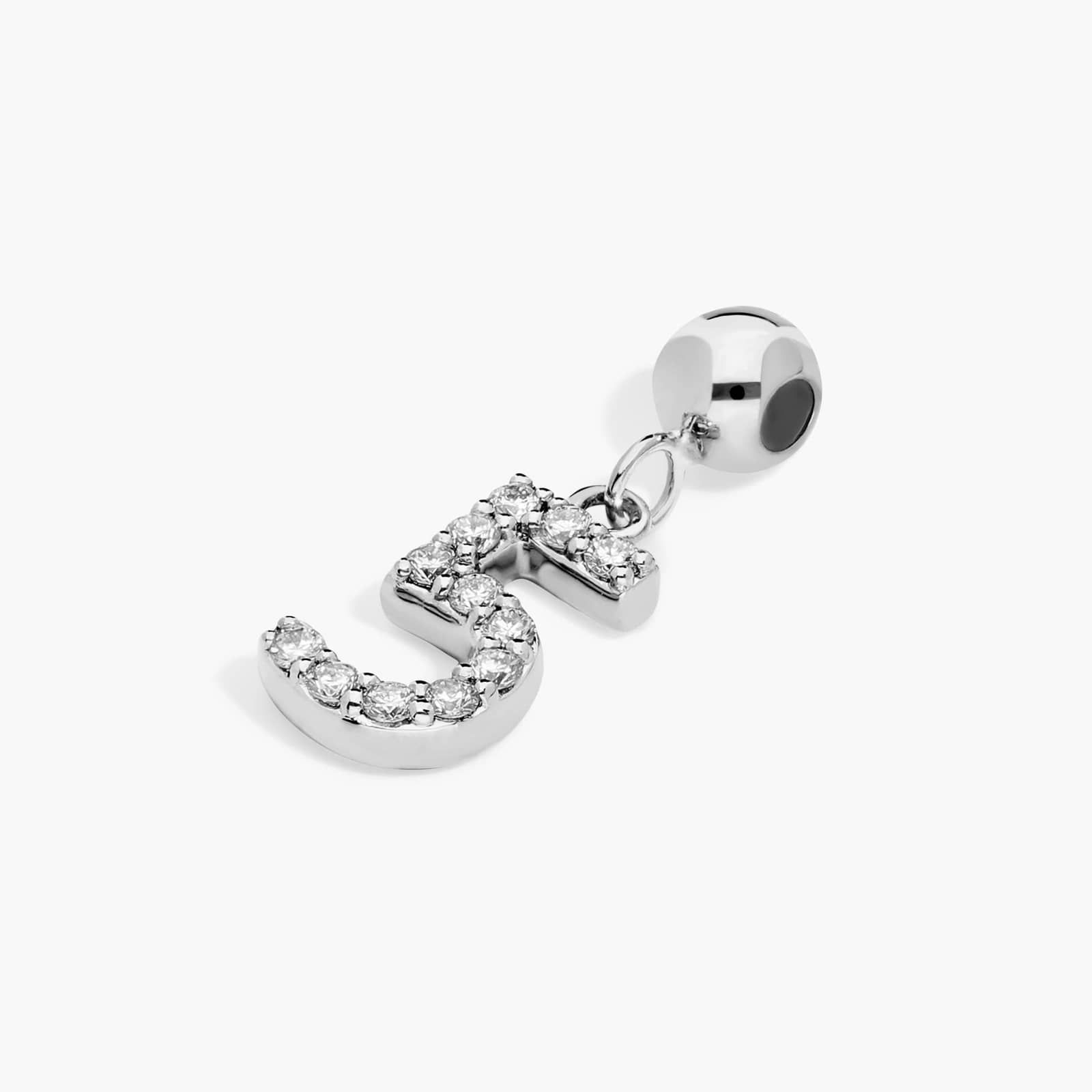 Number 5 Lab-Grown Diamond Charm In 14K White Gold By James Allen