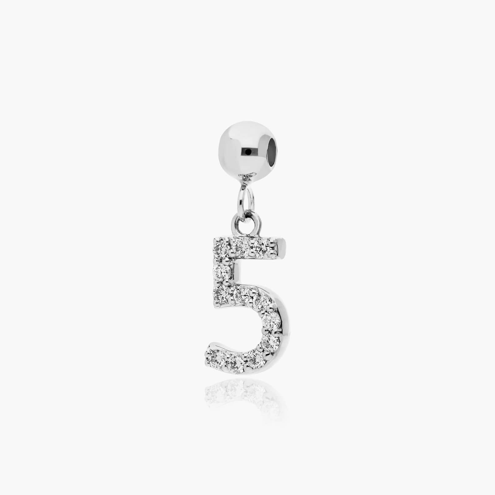Number 5 Lab-Grown Diamond Charm In 14K White Gold By James Allen