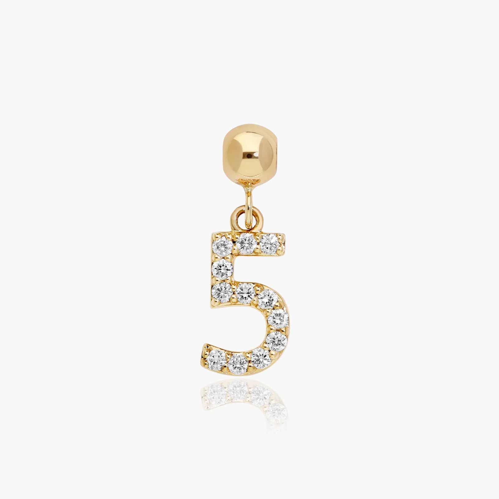 Number 5 Lab-Grown Diamond Charm In 14K Yellow Gold By James Allen
