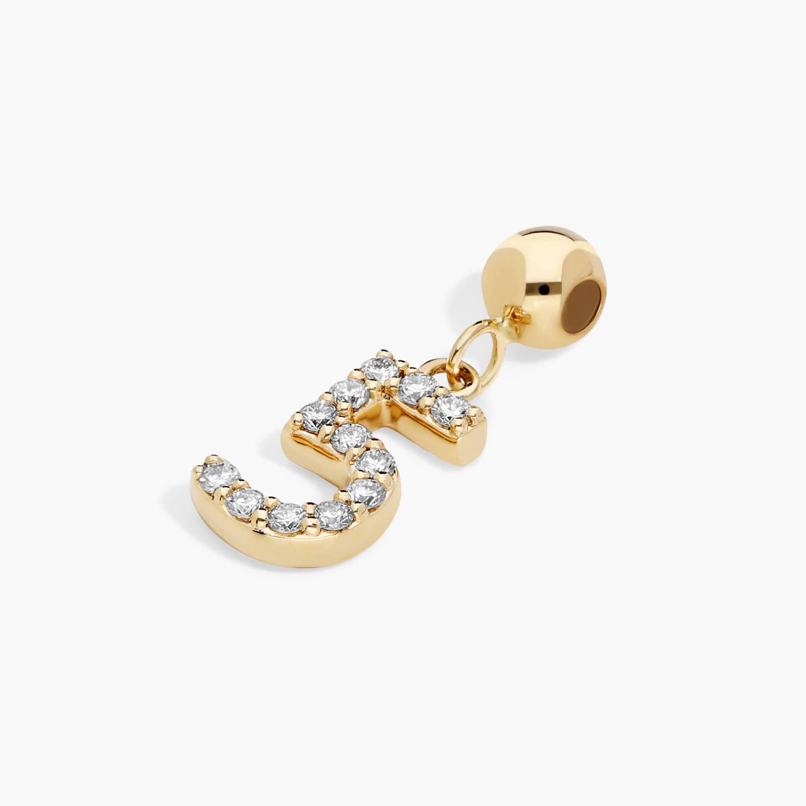 Number 5 Lab-Grown Diamond Charm In 14K Yellow Gold By James Allen