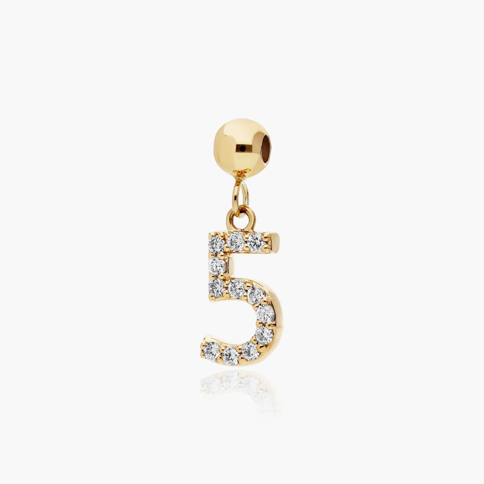 Number 5 Lab-Grown Diamond Charm In 14K Yellow Gold By James Allen