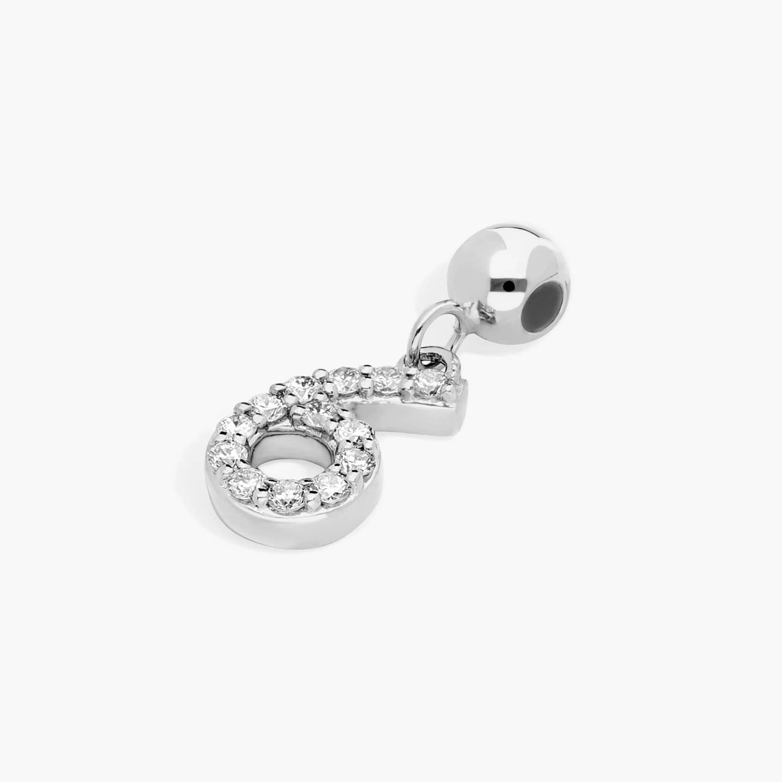 Number 6 Lab-Grown Diamond Charm In 14K White Gold By James Allen