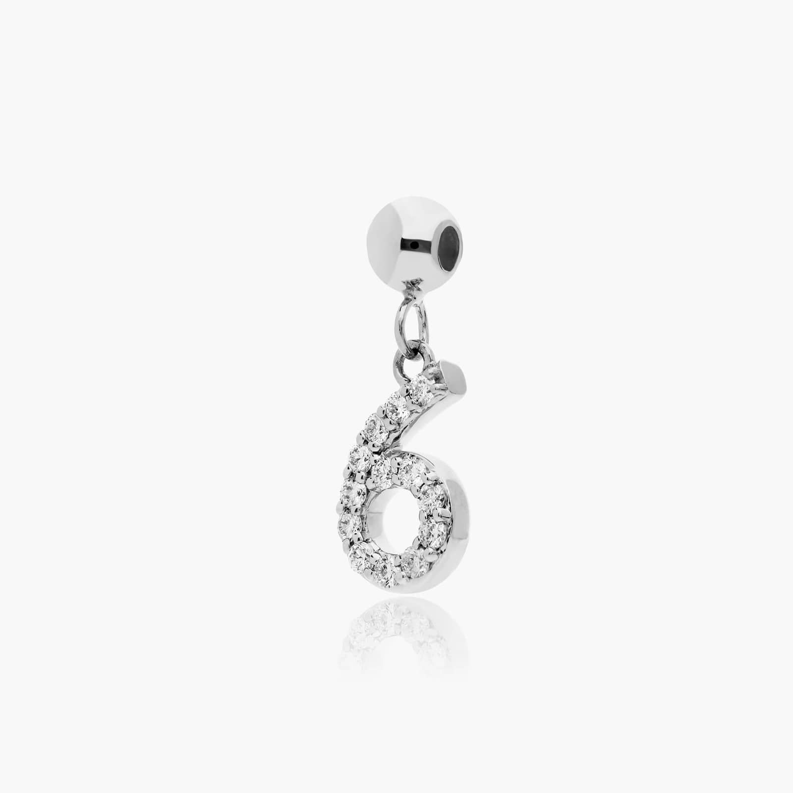 Number 6 Lab-Grown Diamond Charm In 14K White Gold By James Allen