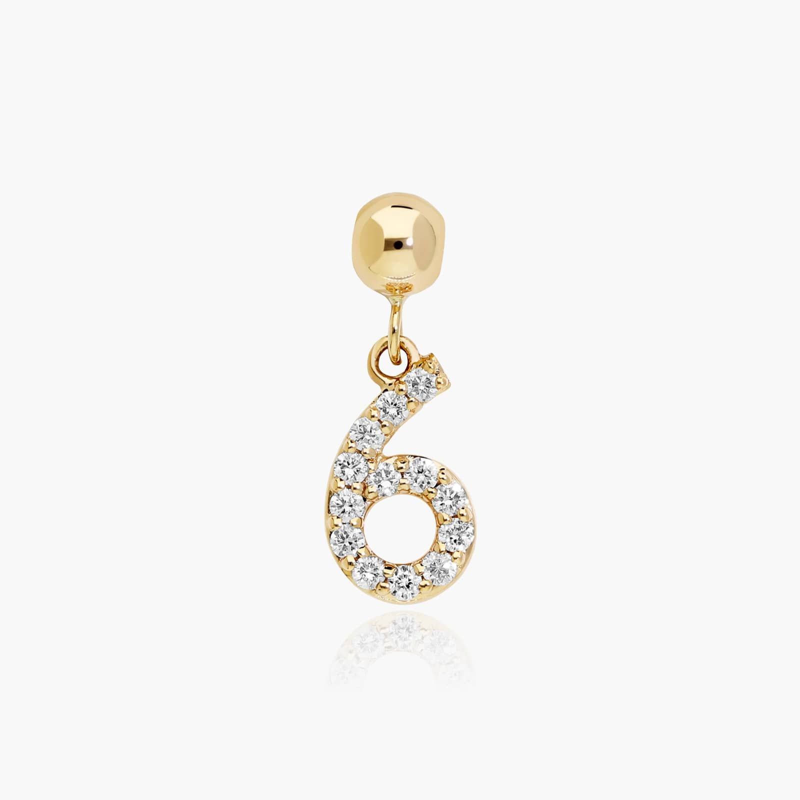 Number 6 Lab-Grown Diamond Charm In 14K Yellow Gold By James Allen