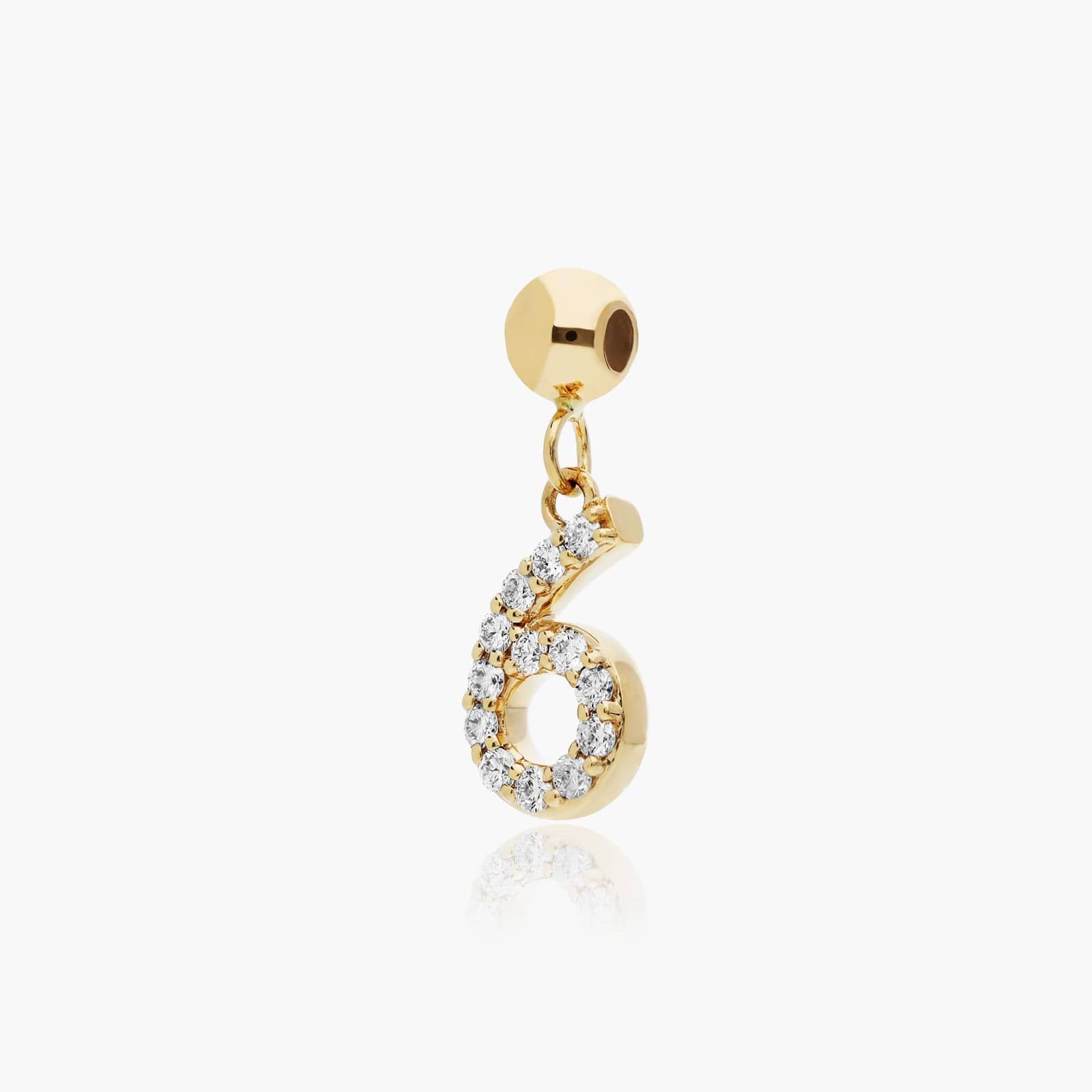 Number 6 Lab-Grown Diamond Charm In 14K Yellow Gold By James Allen