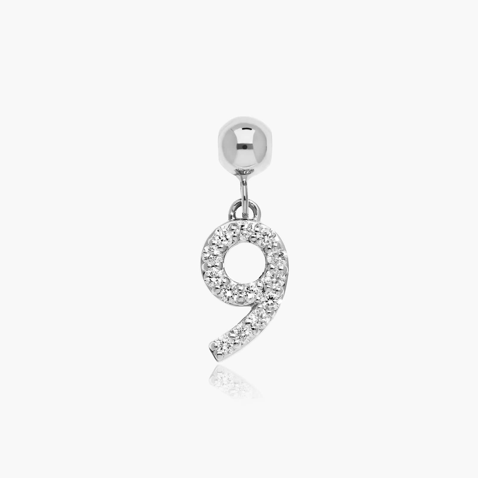 Number 9 Lab-Grown Diamond Charm In 14K White Gold By James Allen