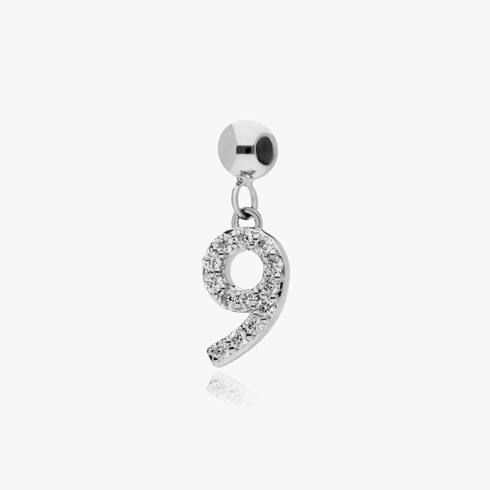 Number 9 Lab-Grown Diamond Charm In 14K White Gold By James Allen