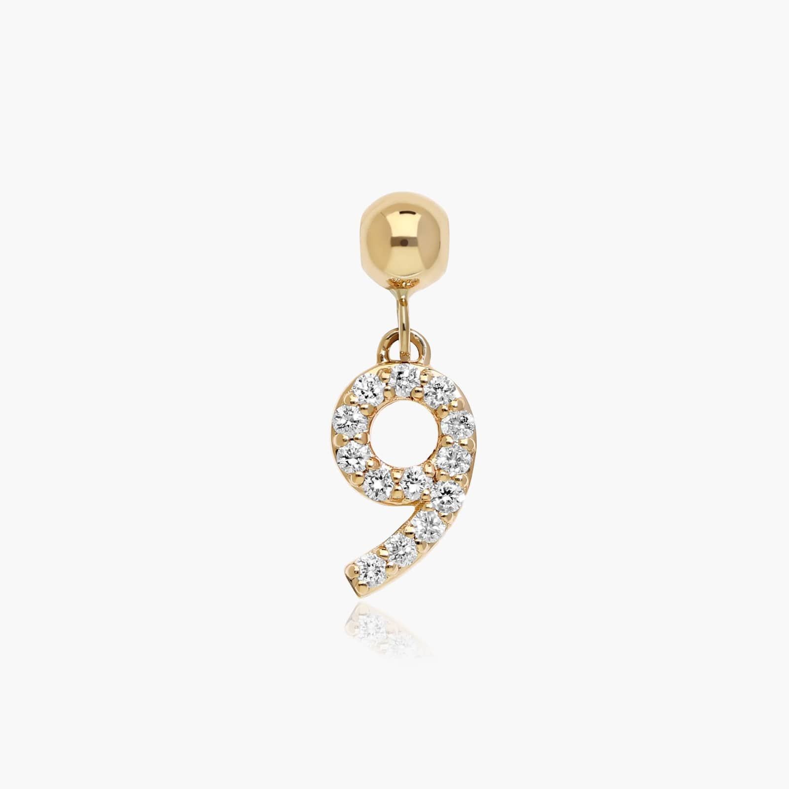 Number 9 Lab-Grown Diamond Charm In 14K Yellow Gold By James Allen