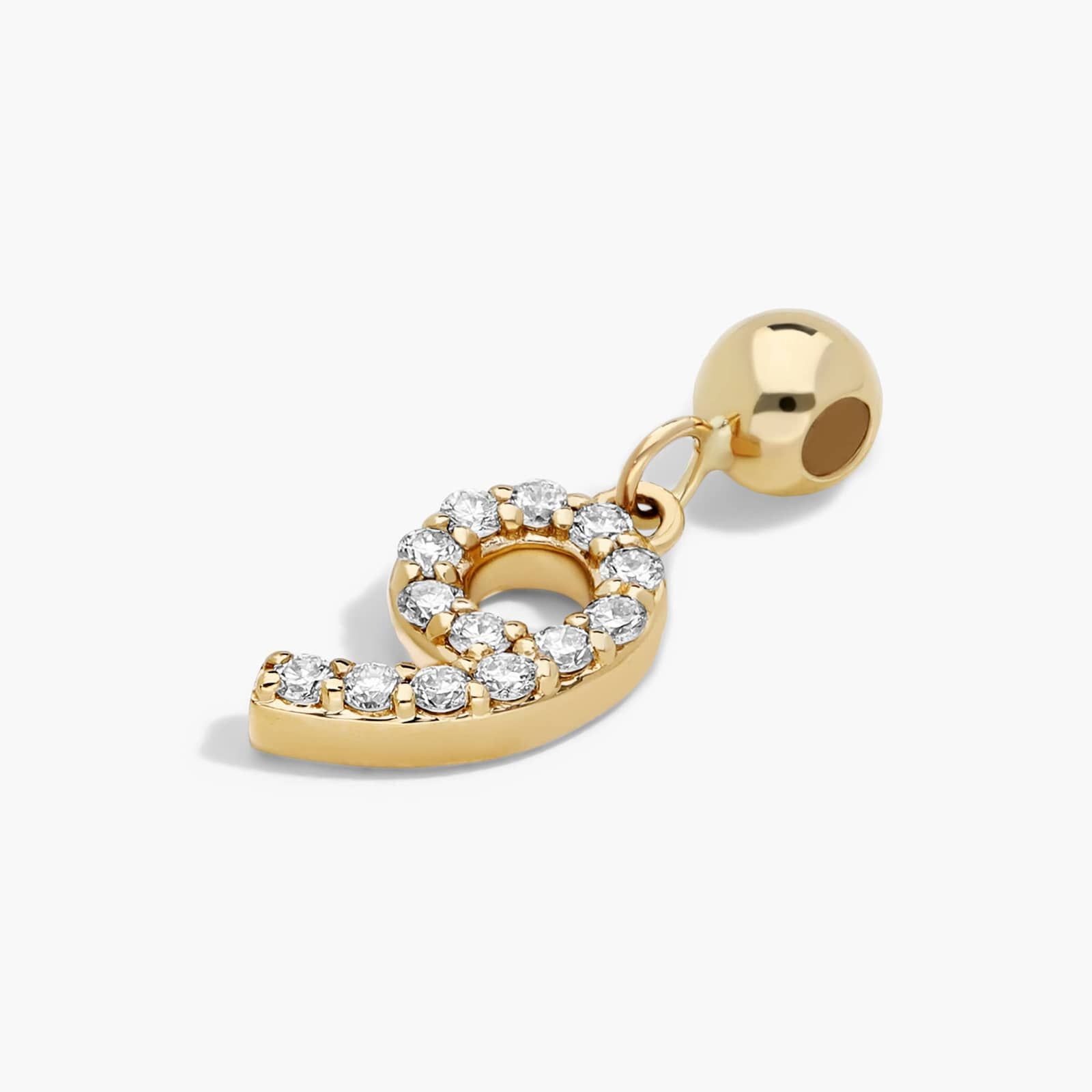 Number 9 Lab-Grown Diamond Charm In 14K Yellow Gold By James Allen
