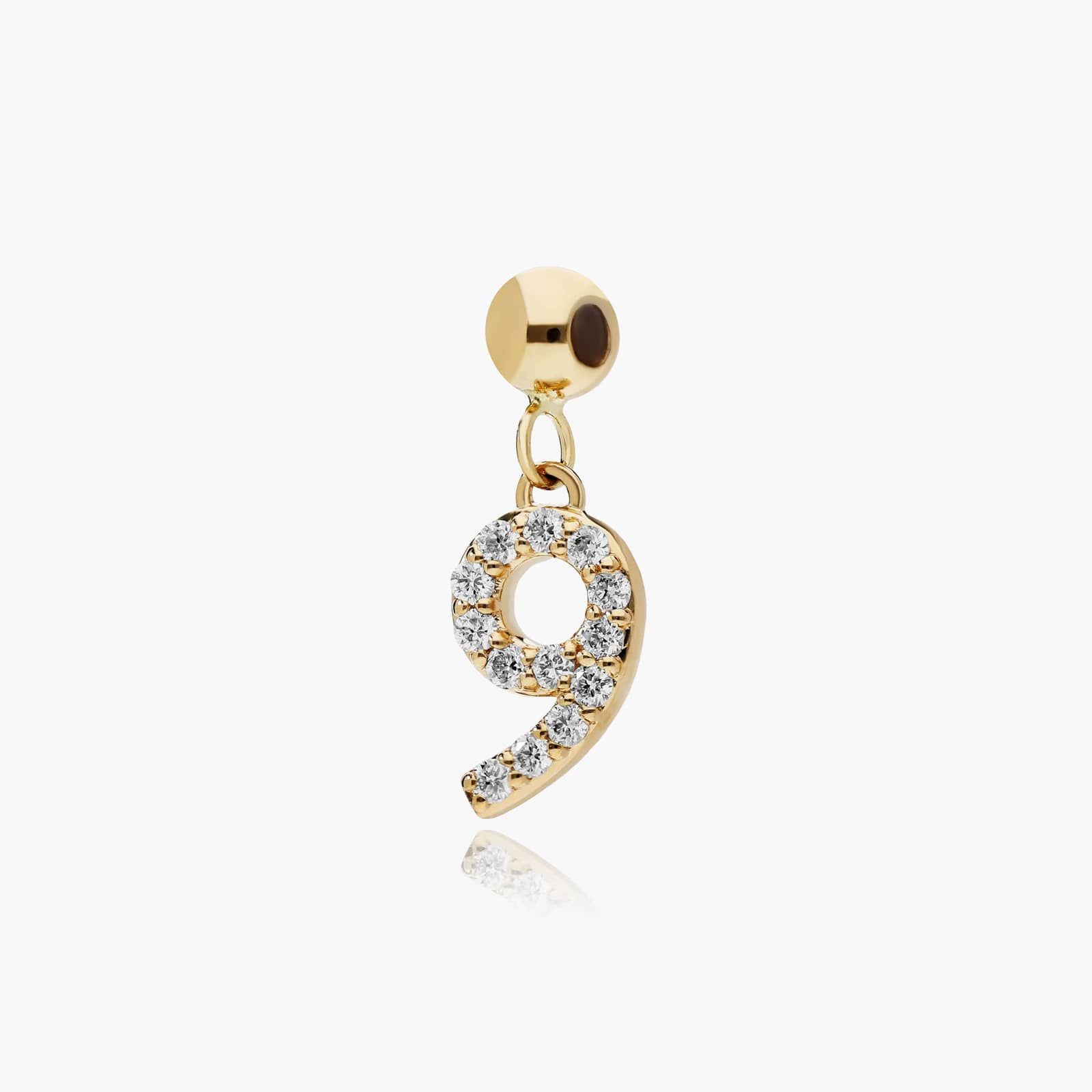 Number 9 Lab-Grown Diamond Charm In 14K Yellow Gold By James Allen