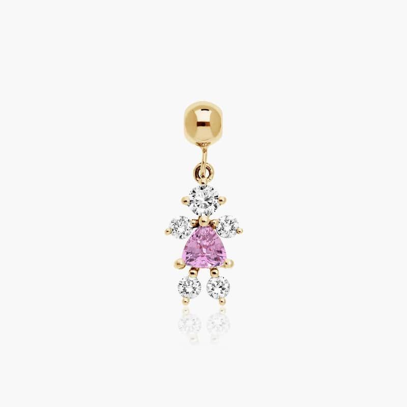 14K Yellow Gold Lab Grown Diamond and Pink Tourmaline Girl Charm By James Allen