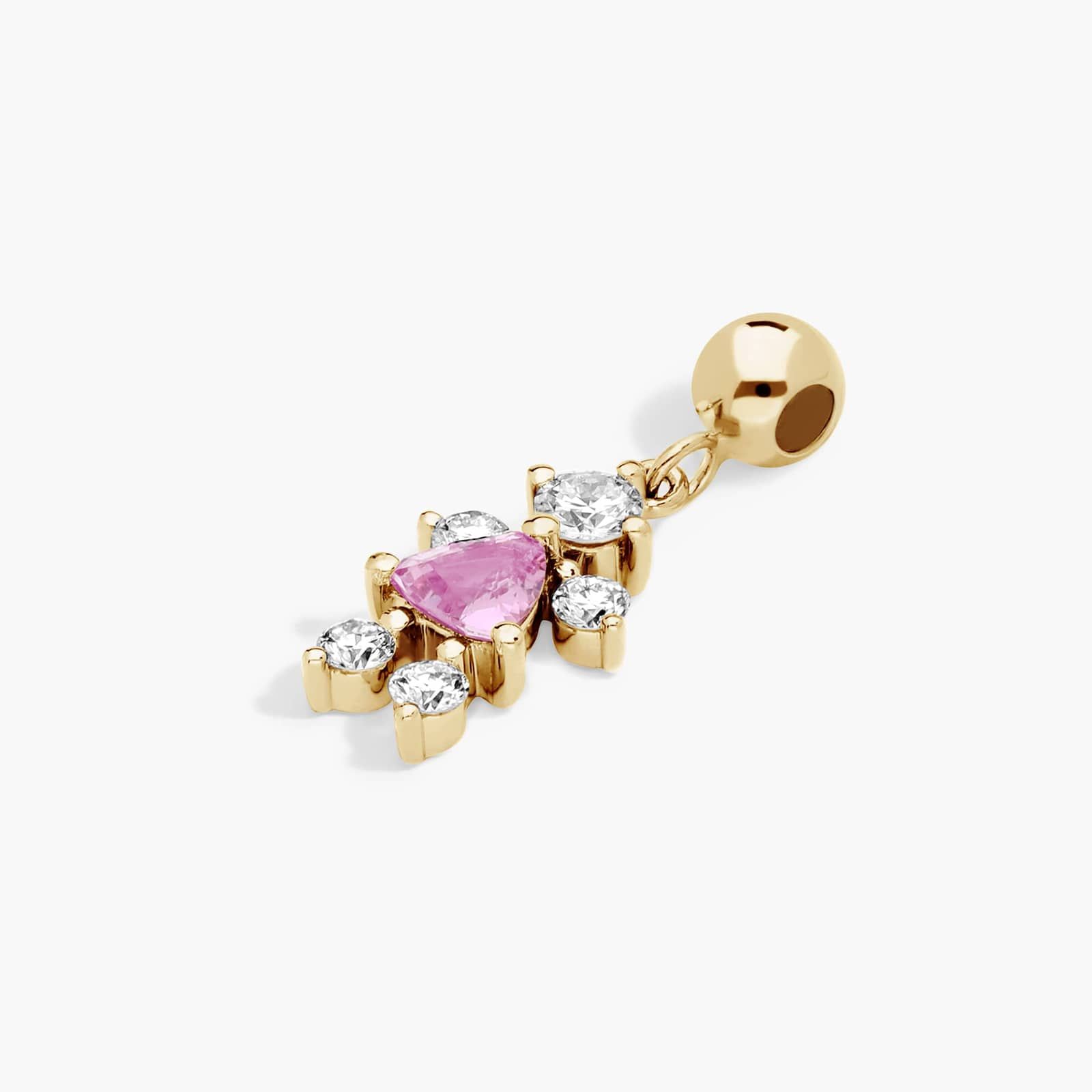 14K Yellow Gold Lab Grown Diamond and Pink Tourmaline Girl Charm By James Allen