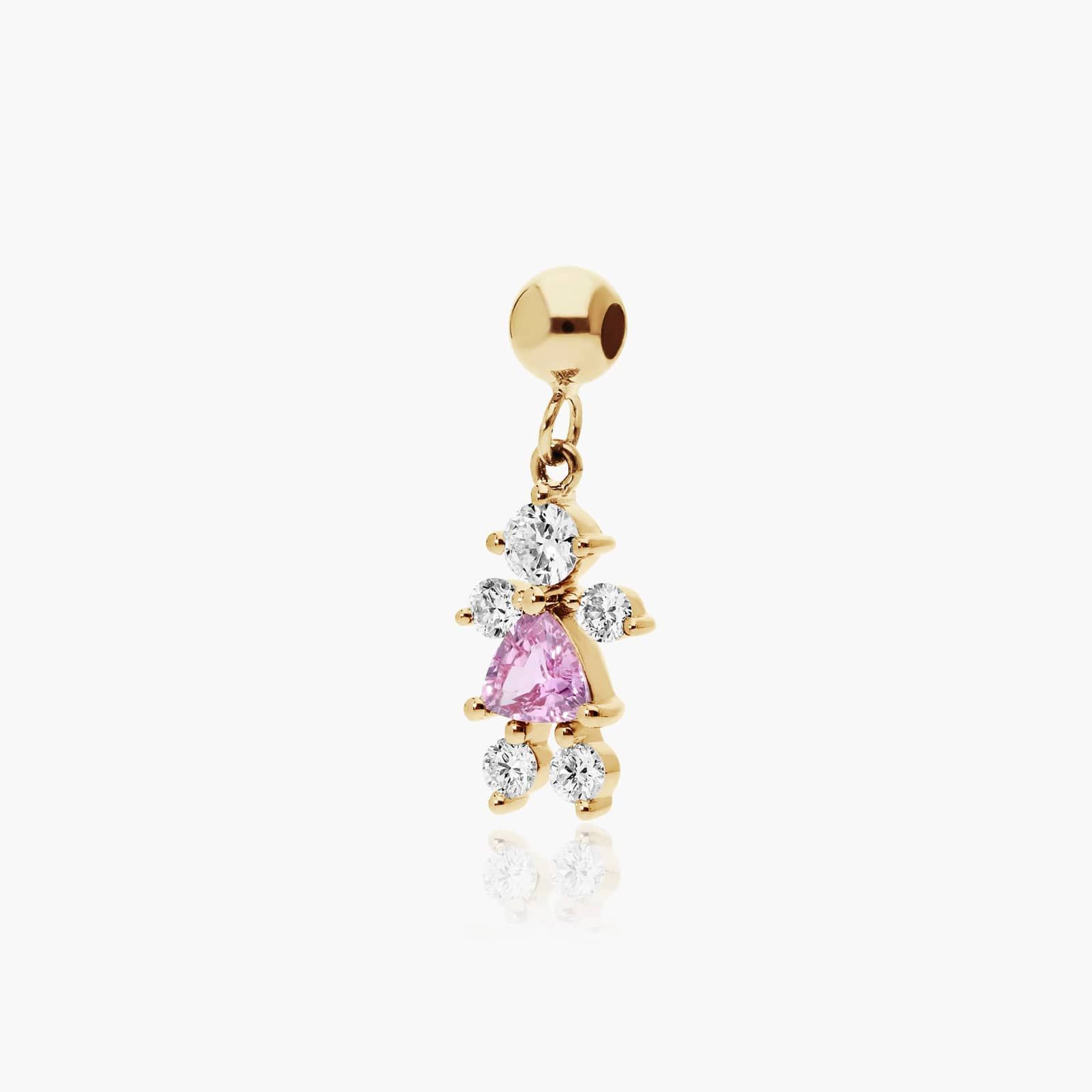 14K Yellow Gold Lab Grown Diamond and Pink Tourmaline Girl Charm By James Allen