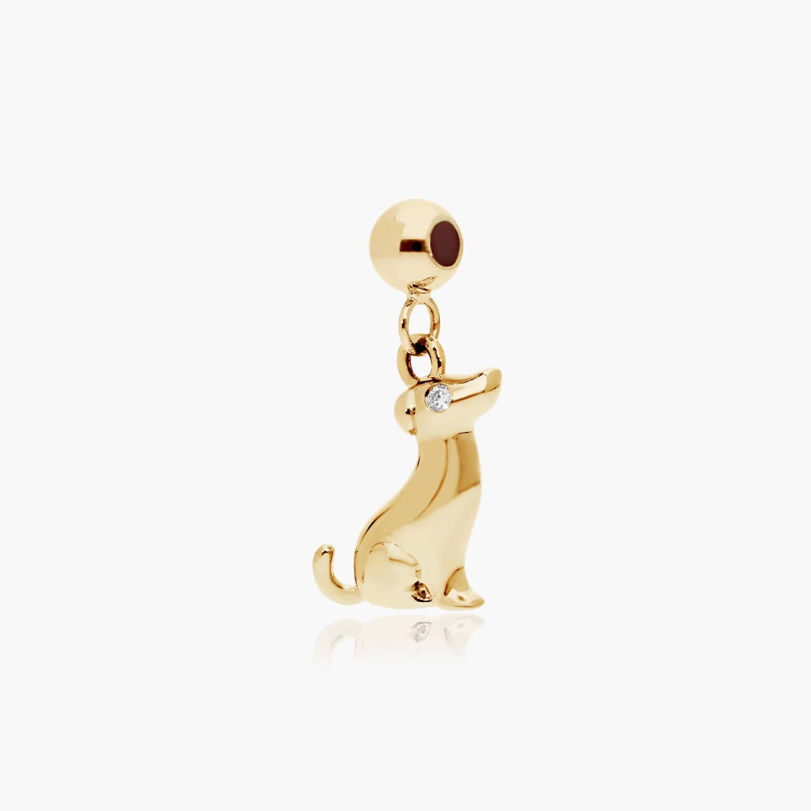 Dog Lab-Grown Diamond Charm In 14K Yellow Gold By James Allen