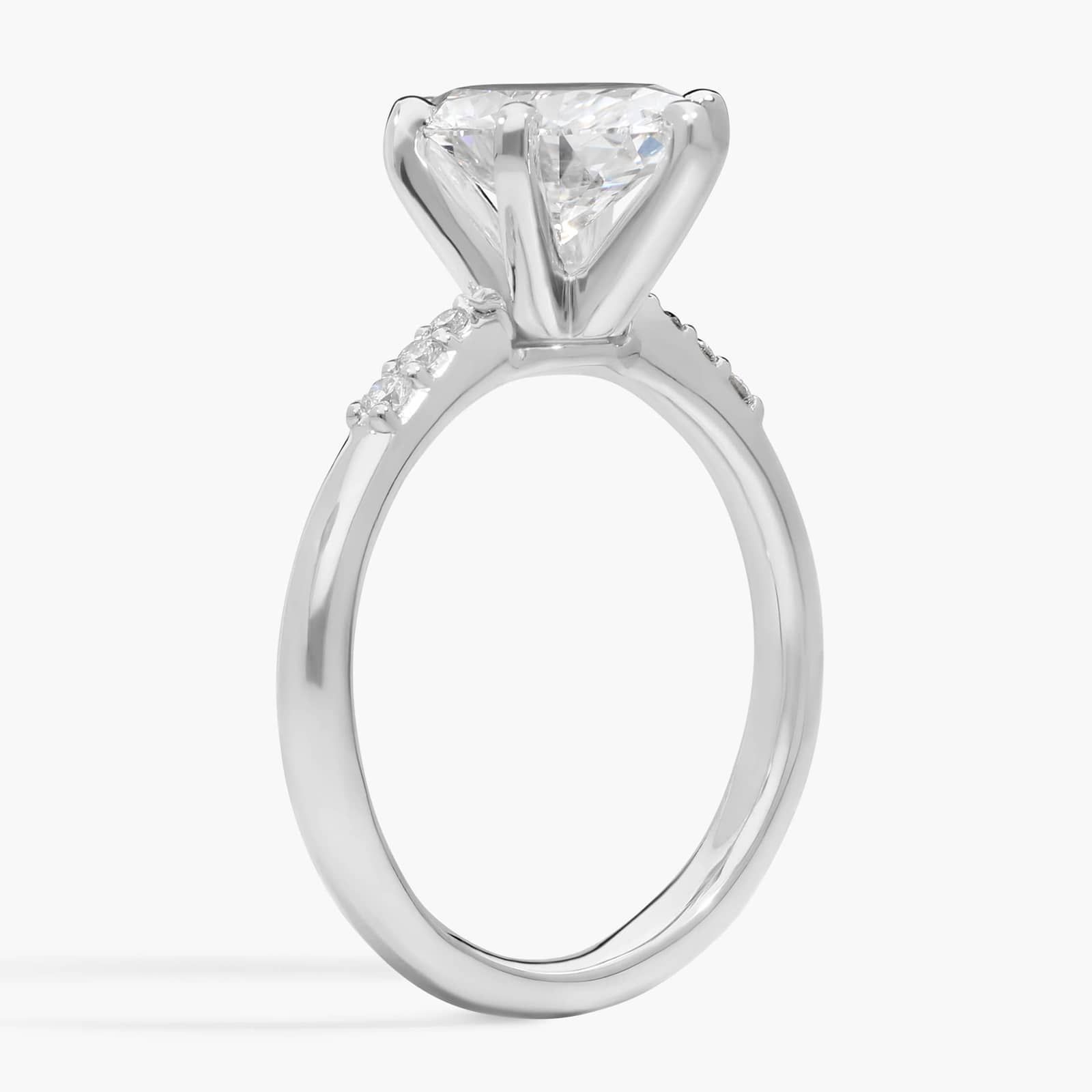 2 CT. GIA Certified Oval Lab Created Diamond Size 6 Six-Prong Petite Diamond Engagement Ring in Platinum