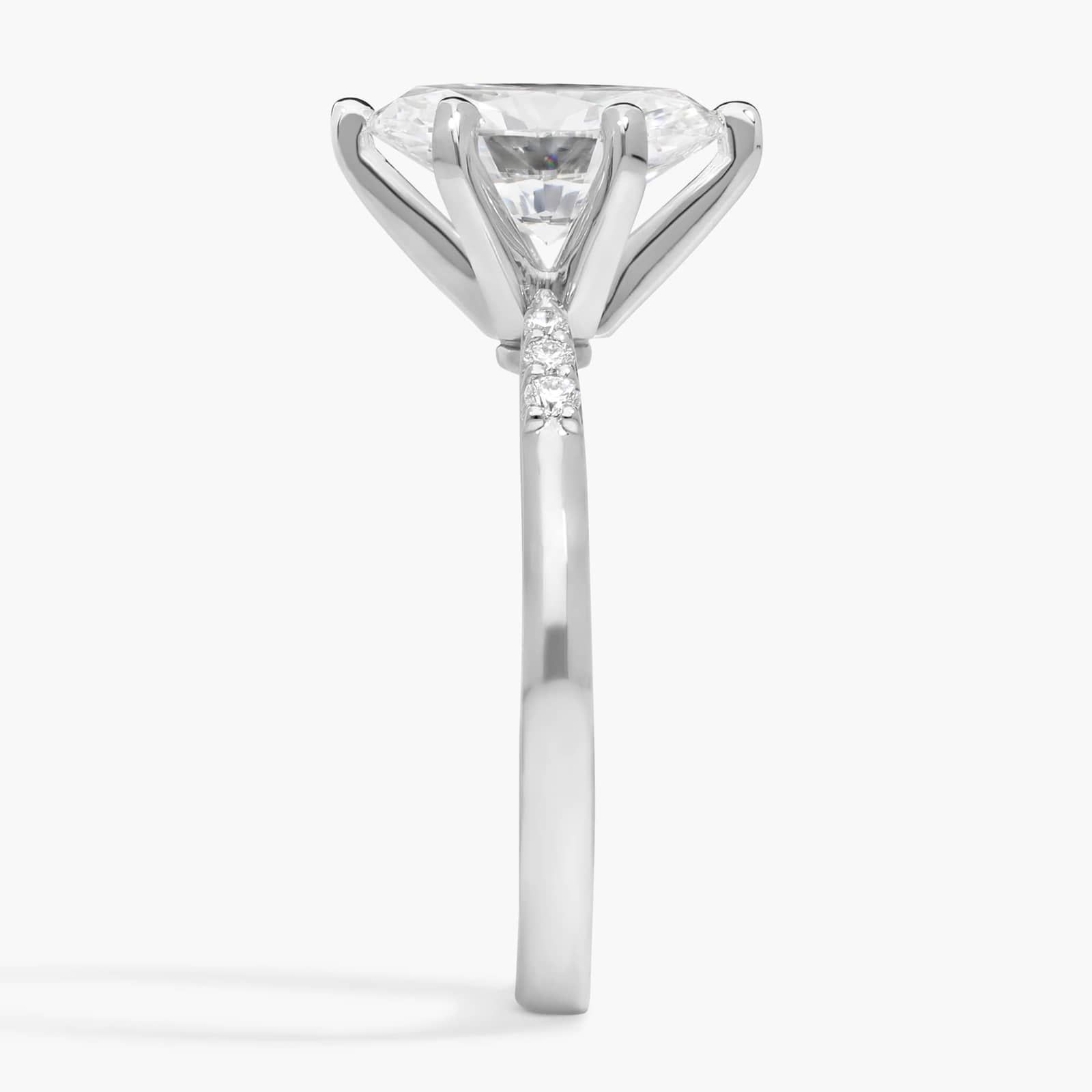 2 CT. GIA Certified Oval Lab Created Diamond Size 6 Six-Prong Petite Diamond Engagement Ring in Platinum