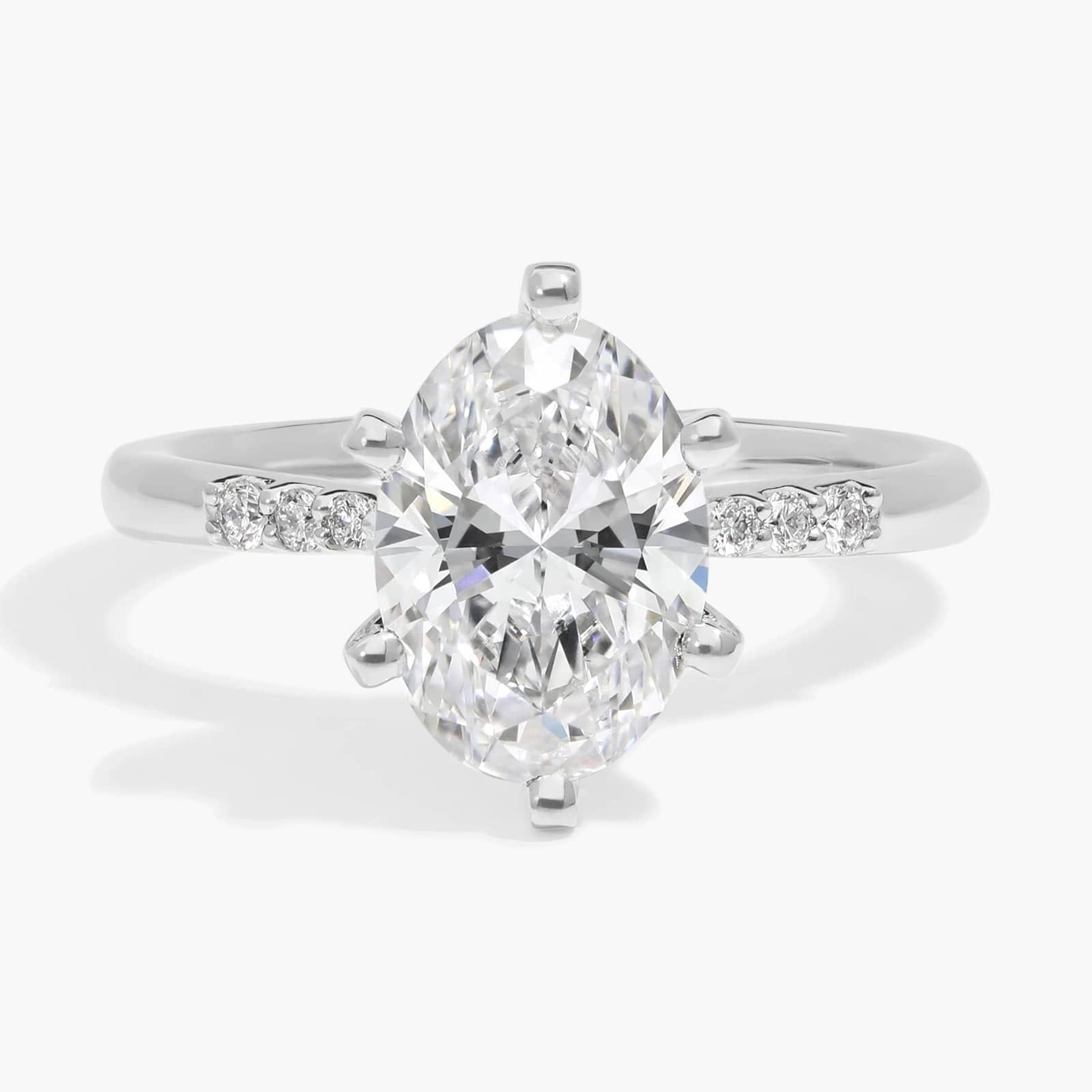 2 CT. GIA Certified Oval Lab Created Diamond Size 6 Six-Prong Petite Diamond Engagement Ring in Platinum