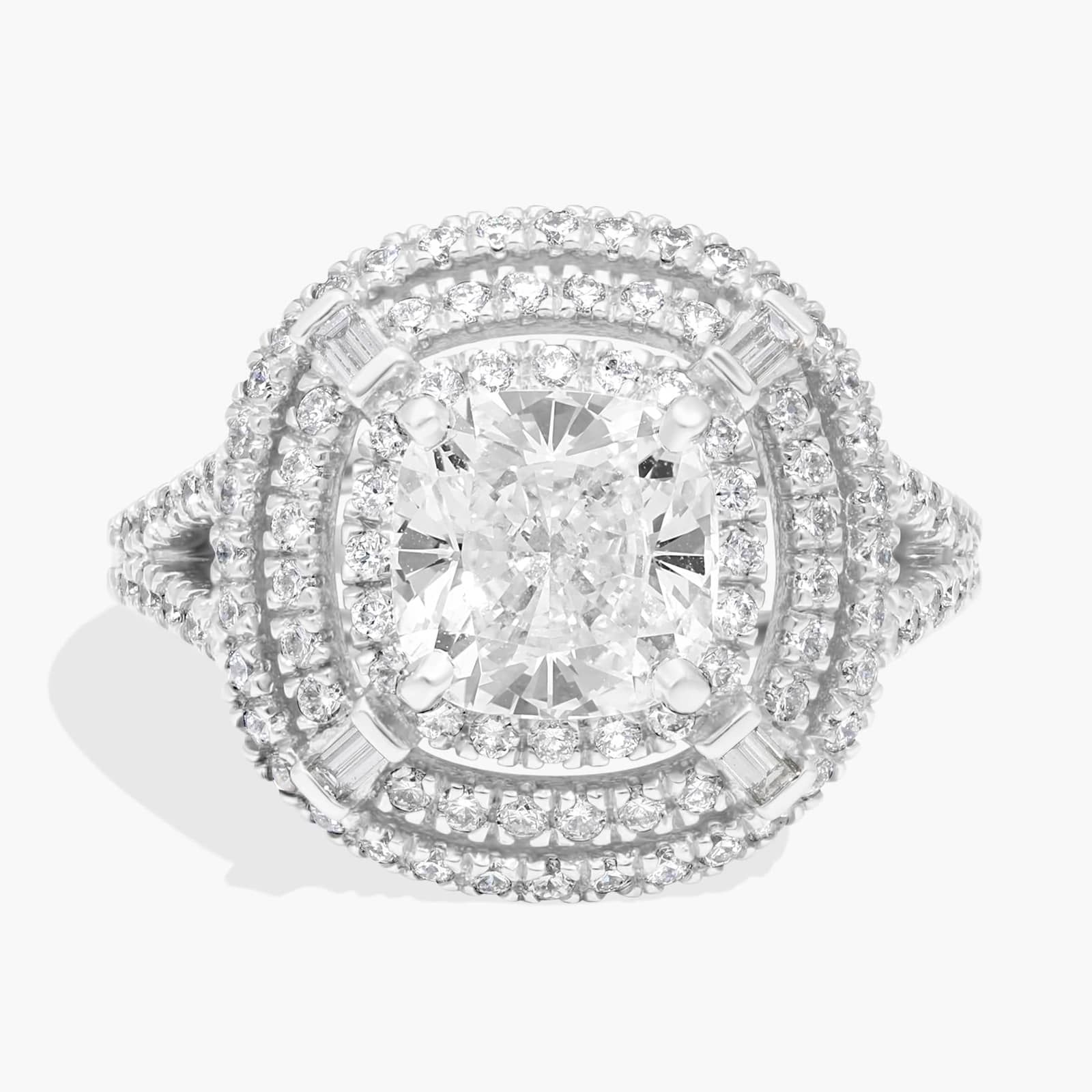 Mila Halo Cushion-Cut Diamond Engagement Ring in Platinum  (2.92 ct. tw.)