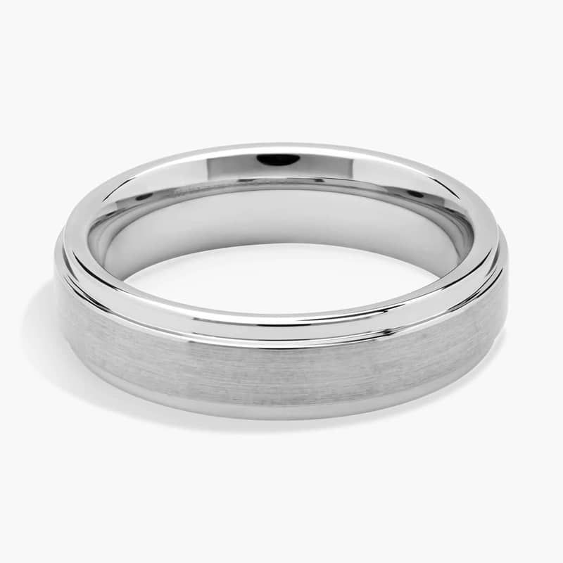 Brushed and Polished Comfort Fit Wedding Ring in Classic Gray Tungsten Carbide (6mm)