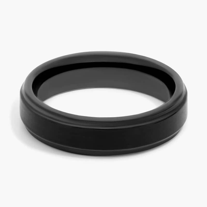 Brushed and Polished Comfort Fit Wedding Ring in Black Tungsten Carbide (6mm)