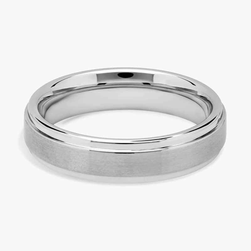 Brushed and Polished Comfort Fit Wedding Ring in White Tungsten Carbide (6mm)