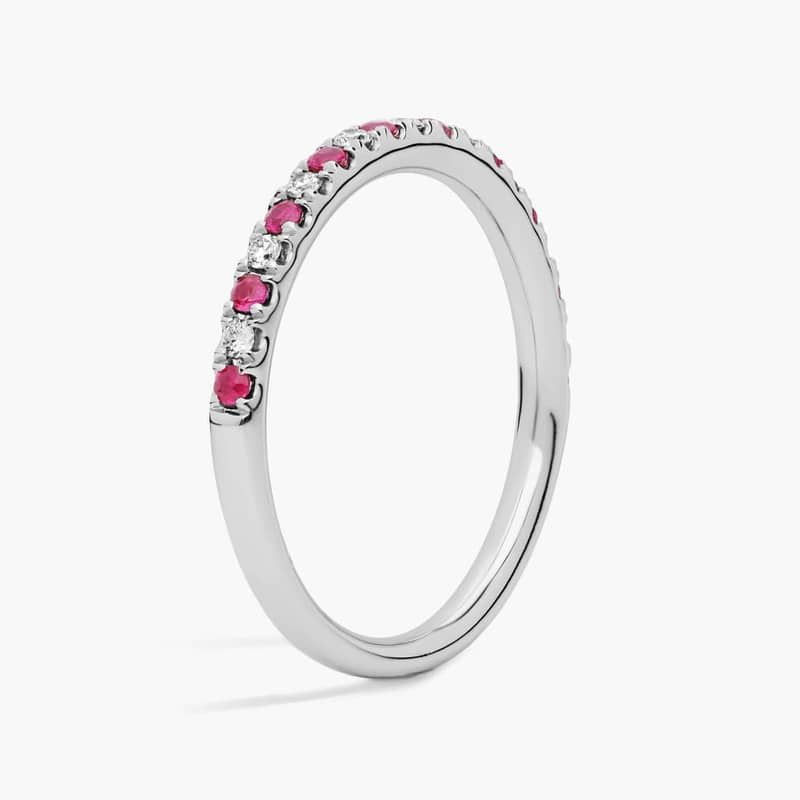 Riviera Pavé Ruby and Diamond Ring in Platinum (1.5 mm)