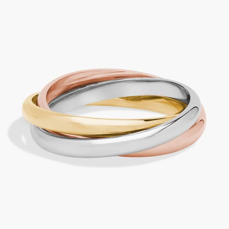 Trio Rolling Ring in 18k Tri-Color Gold