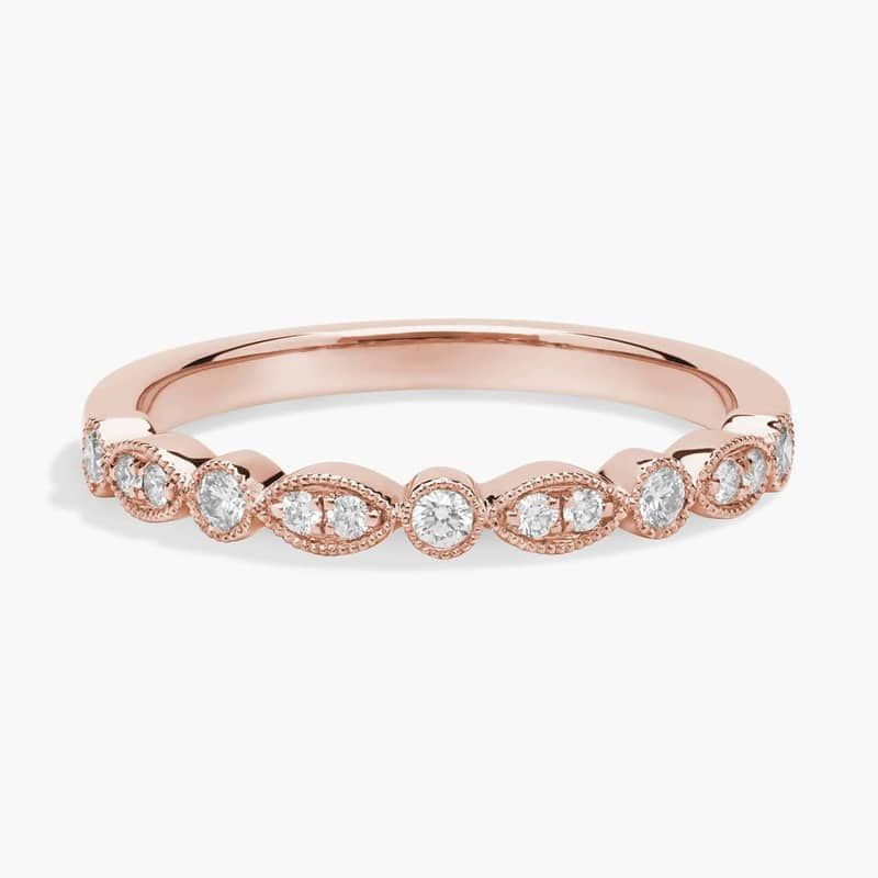 Milgrain Marquise and Dot Diamond Ring in 14k Rose Gold (1/5 ct. tw.)