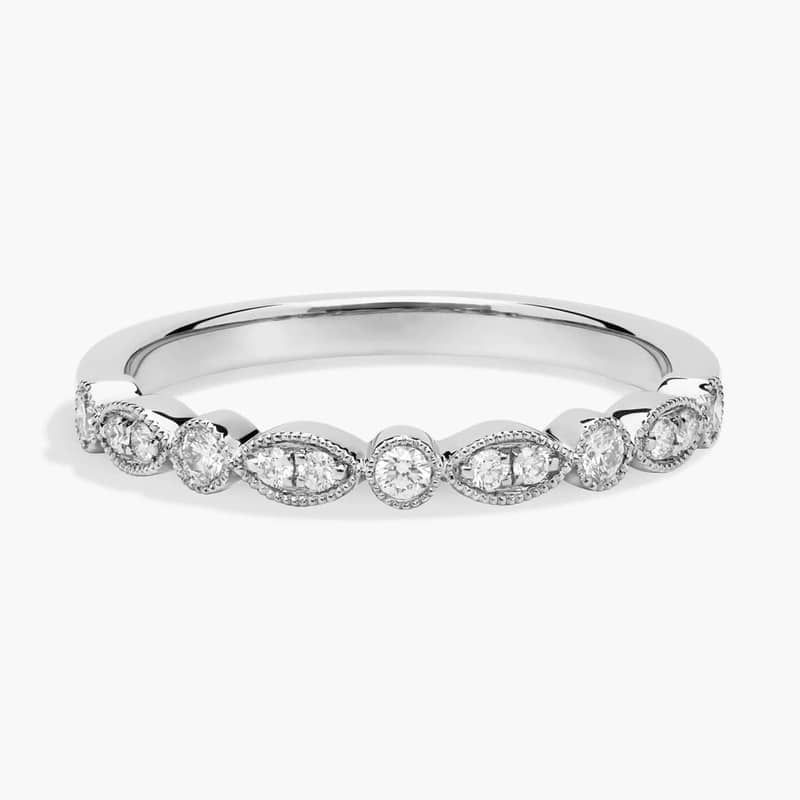 Milgrain Marquise and Dot Diamond Ring in Platinum (1/5 ct. tw.)