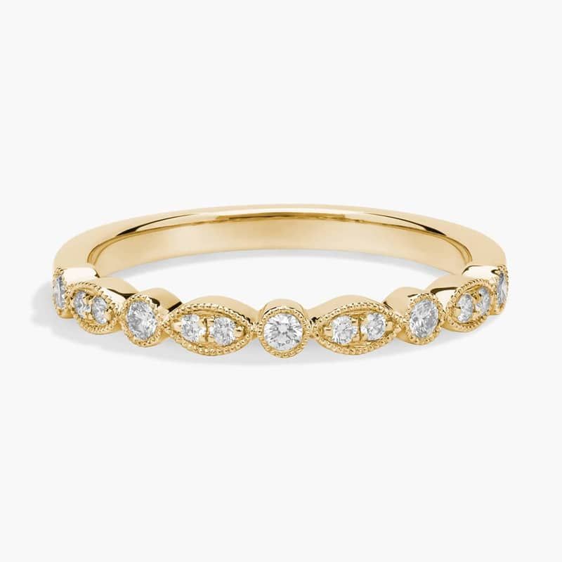 Milgrain Marquise and Dot Diamond Ring in 14k Yellow Gold (1/5 ct. tw.)