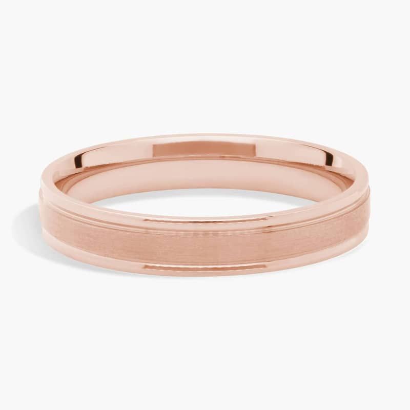 Brushed Inlay Wedding Ring in 14k Rose Gold (4mm)