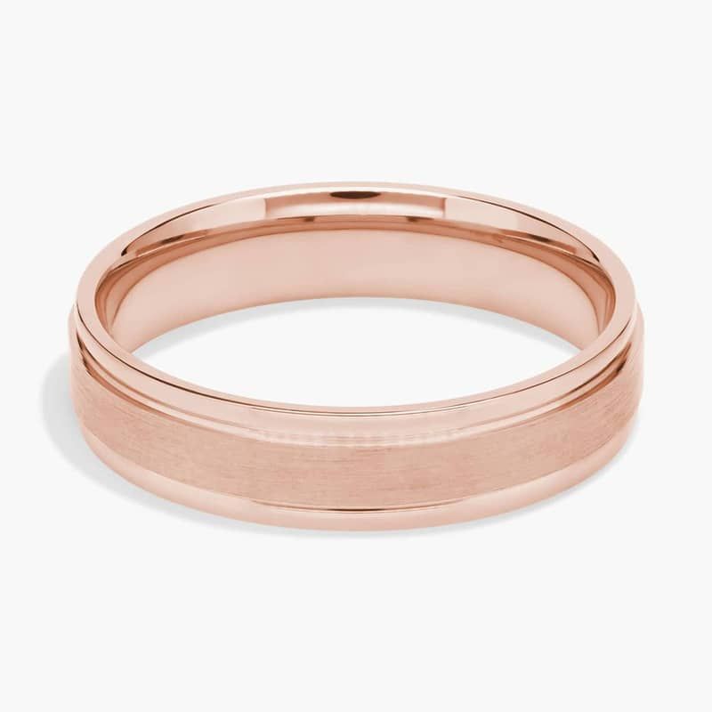 Brushed Inlay Wedding Ring in 14k Rose Gold (5mm)