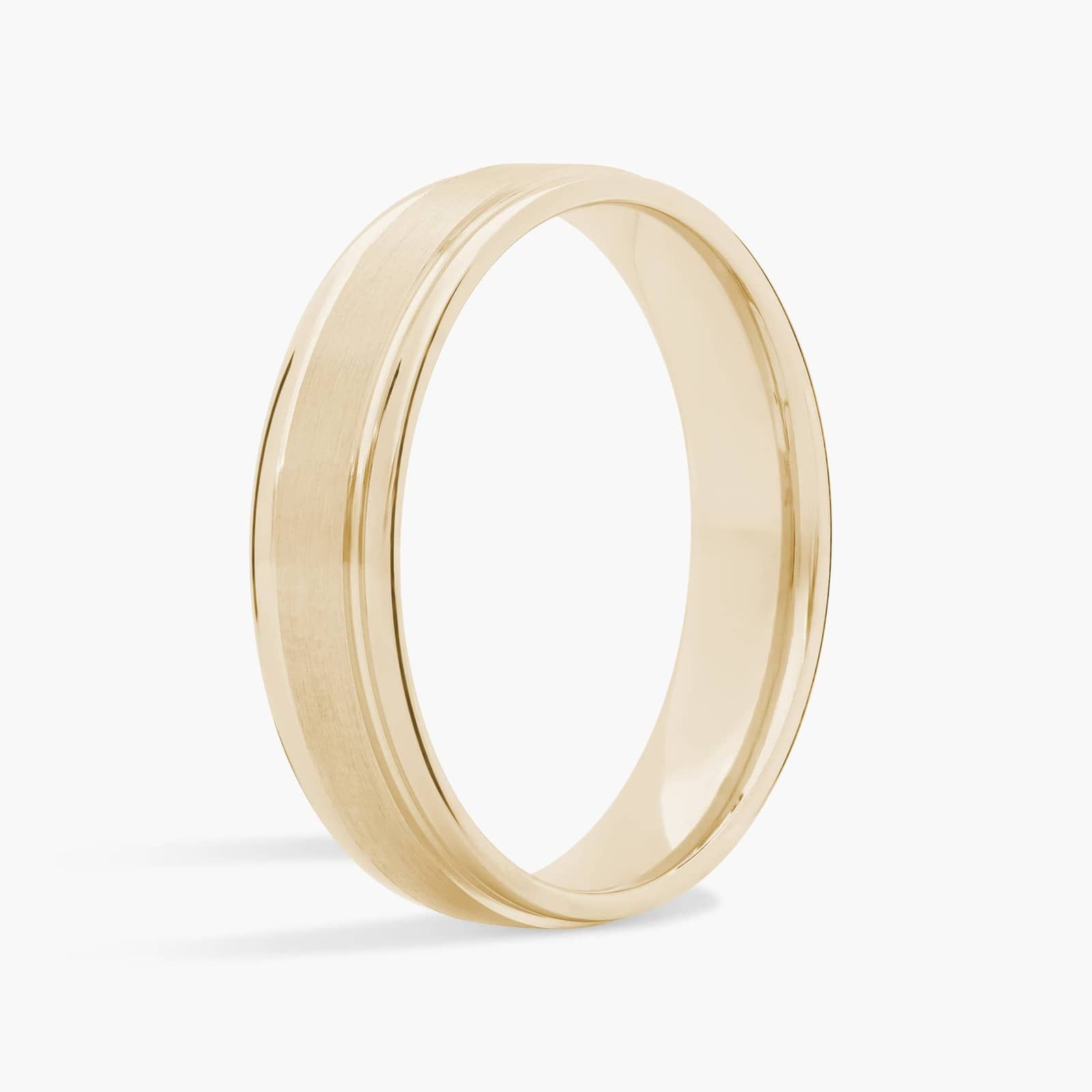 Brushed Inlay Wedding Ring in 18k Yellow Gold (5mm)