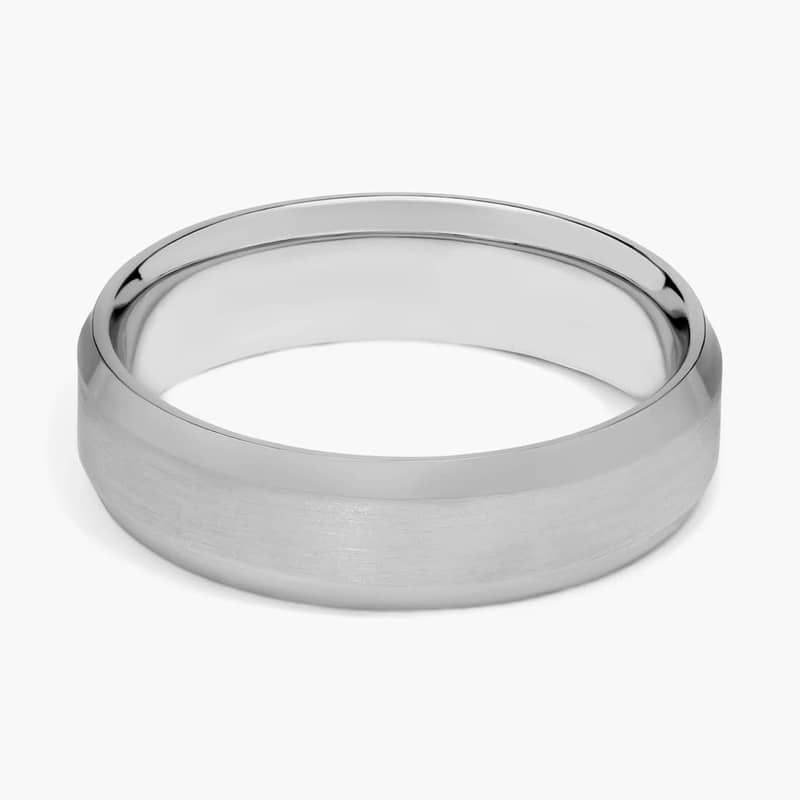 Beveled Edge Matte Wedding Ring in Platinum (6mm)