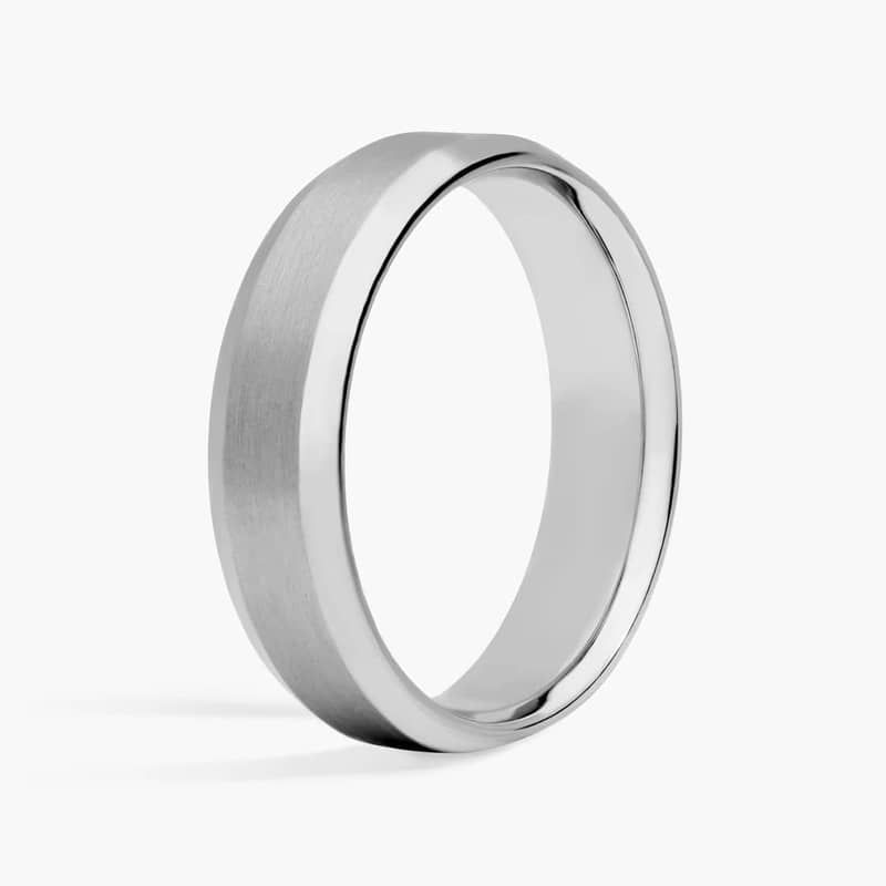 Beveled Edge Matte Wedding Ring in Platinum (6mm)