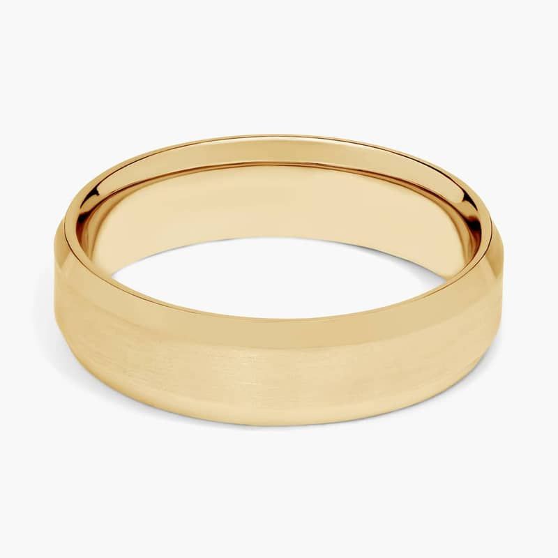 Beveled Edge Matte Wedding Ring in 14k Yellow Gold (6mm)