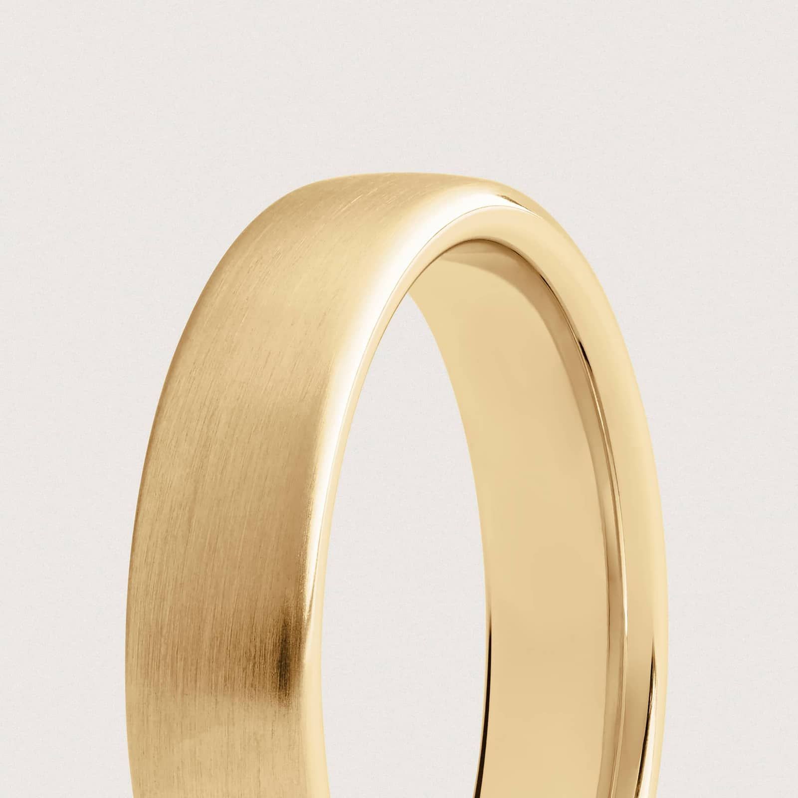 Matte Low Dome Comfort Fit Wedding Ring in 14k Yellow Gold (5mm)