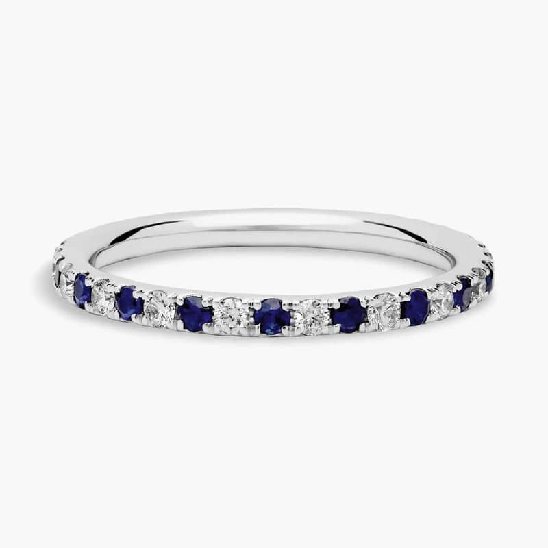 Riviera Pavé Sapphire and Diamond Eternity Ring in Platinum (1.5mm)