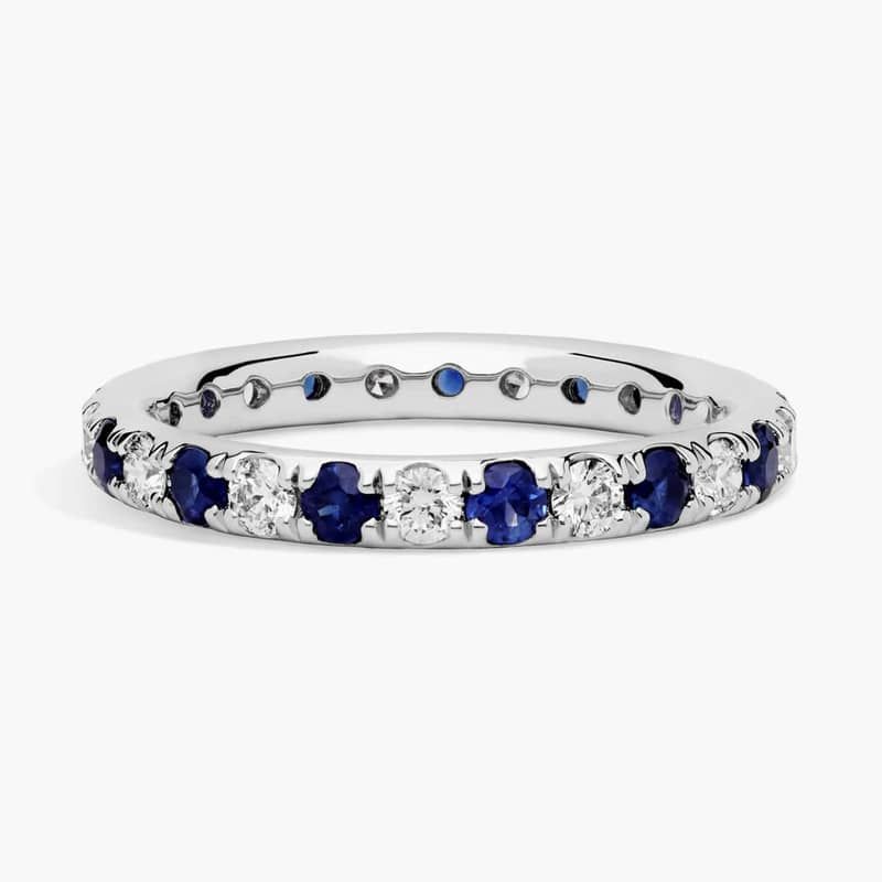 Riviera Pavé Sapphire and Diamond Eternity Ring in Platinum (2.2mm)