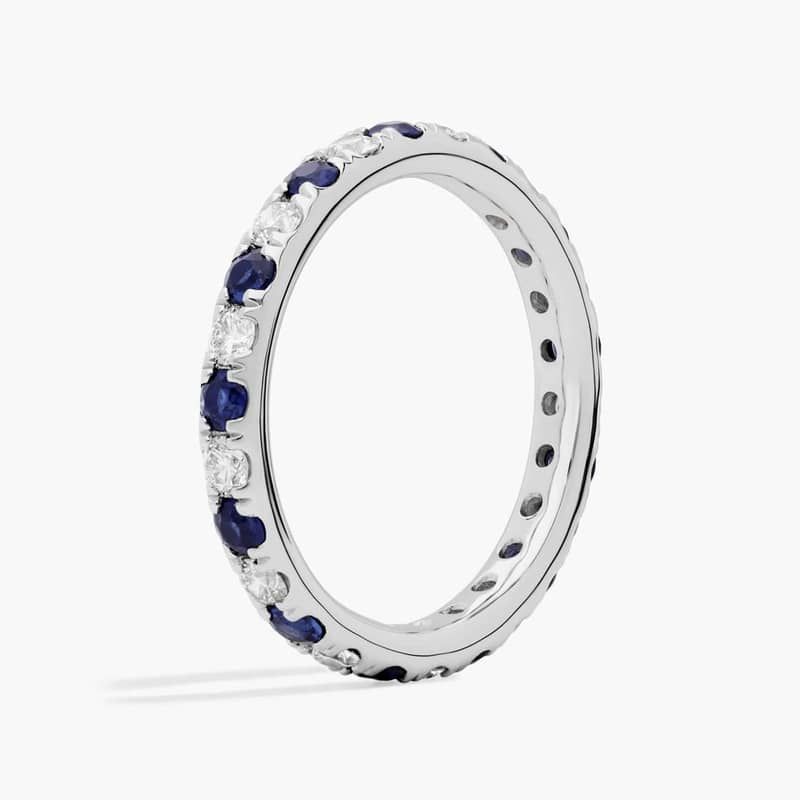 Riviera Pavé Sapphire and Diamond Eternity Ring in Platinum (2.2mm)