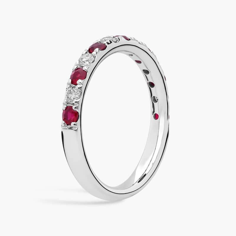 Riviera Pavé Ruby and Diamond Ring in Platinum (2.2mm)