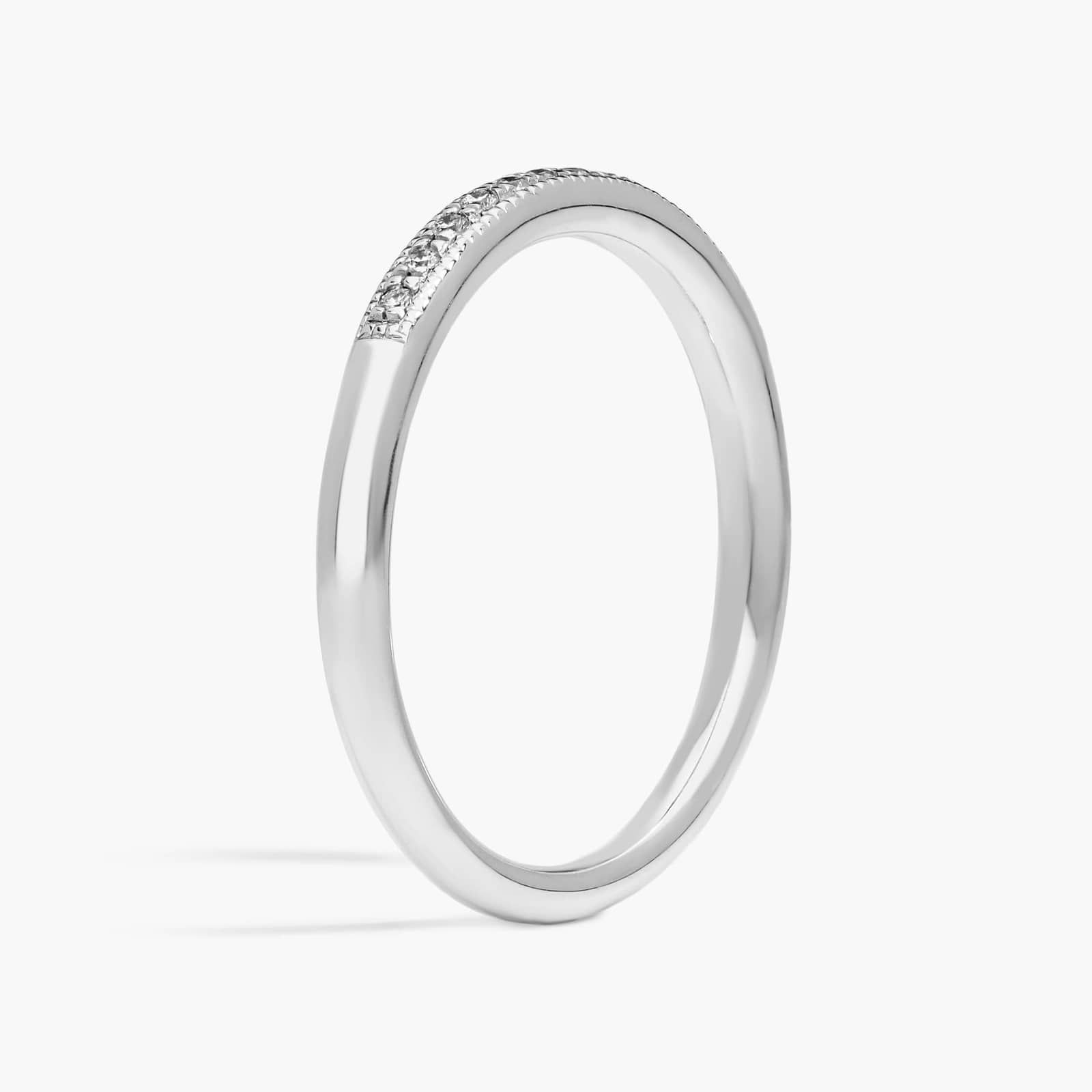 Petite Milgrain Diamond Ring in 14k White Gold