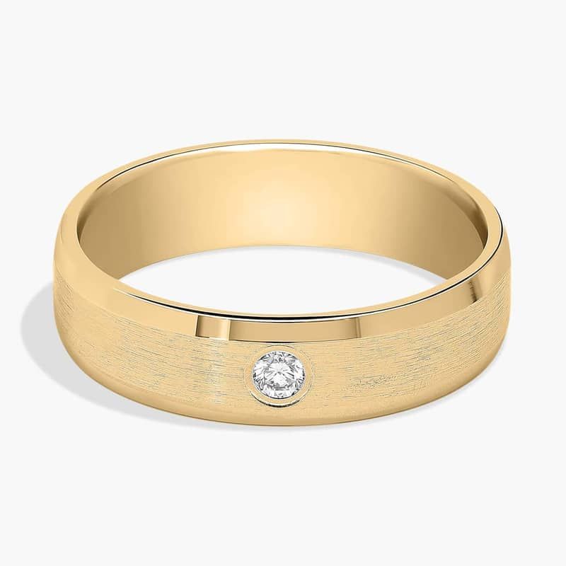 Single Diamond Wedding Ring in 14k Yellow Gold (6 mm, 0.07 ct. tw.)