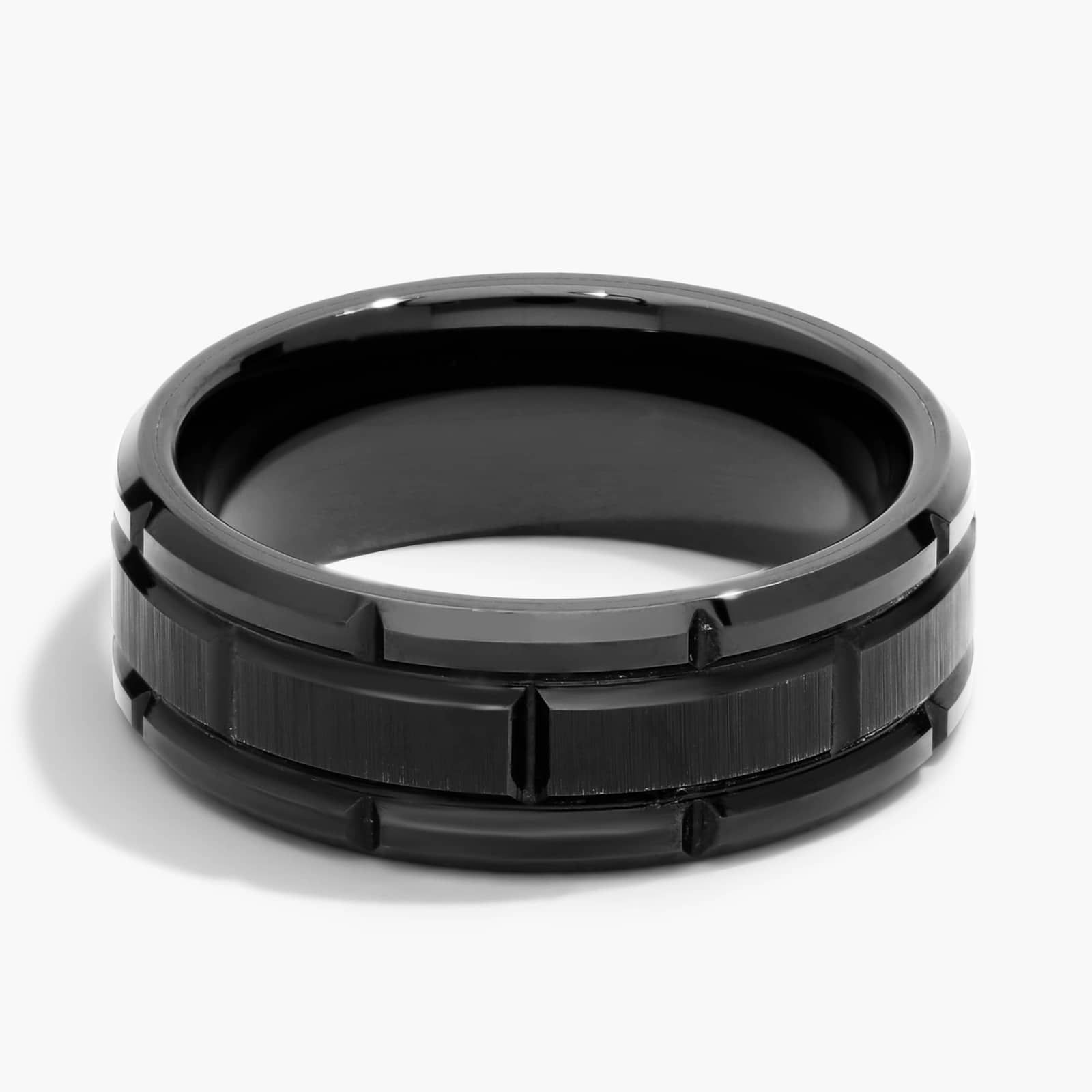 Link Wedding Ring in Black Tungsten Carbide (8mm)