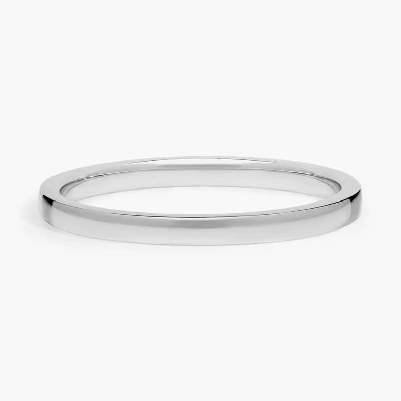 Low Dome Comfort Fit Wedding Ring in 14k White Gold (2mm)