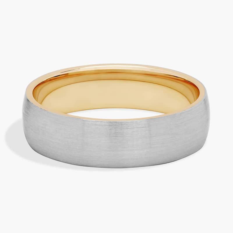 Matte Classic Wedding Ring in Platinum and 18k Yellow Gold (6mm)